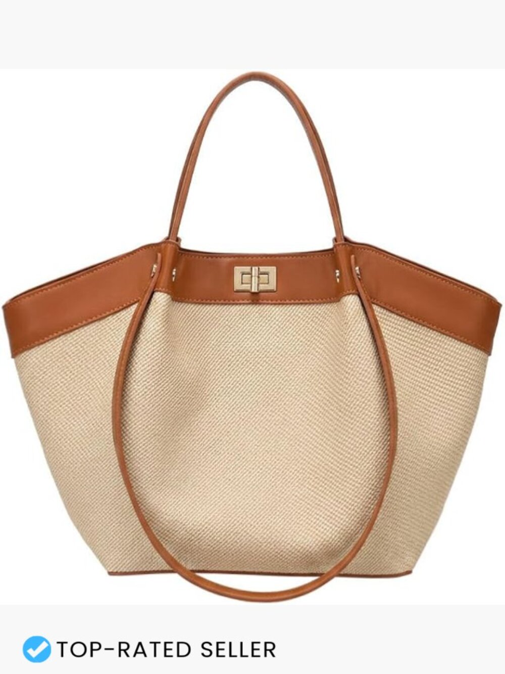 Canvas Faux Leather Tote Bag Satchel Work Purse Laptop Shoulder Handbag